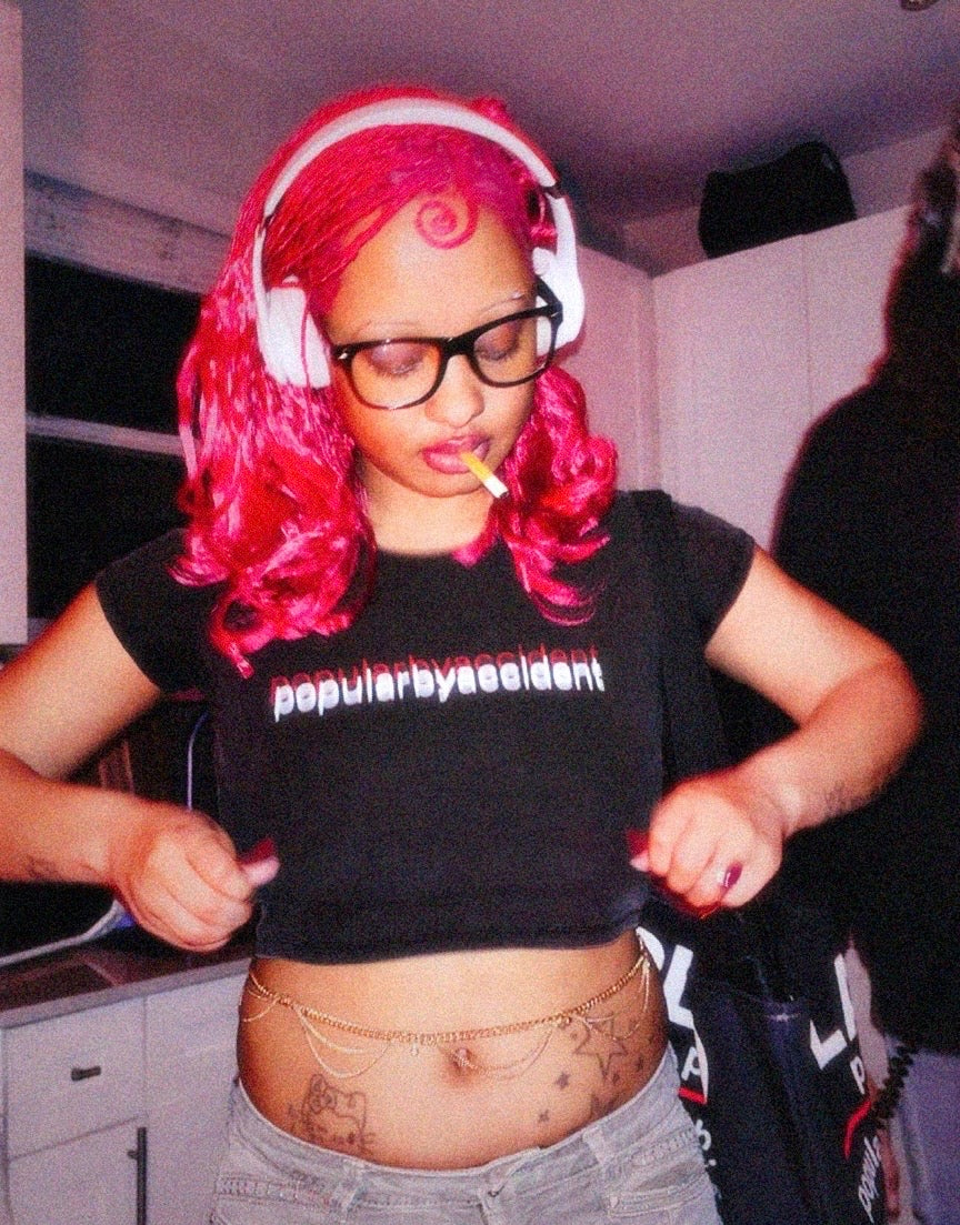 popular by accident snow washed crop top