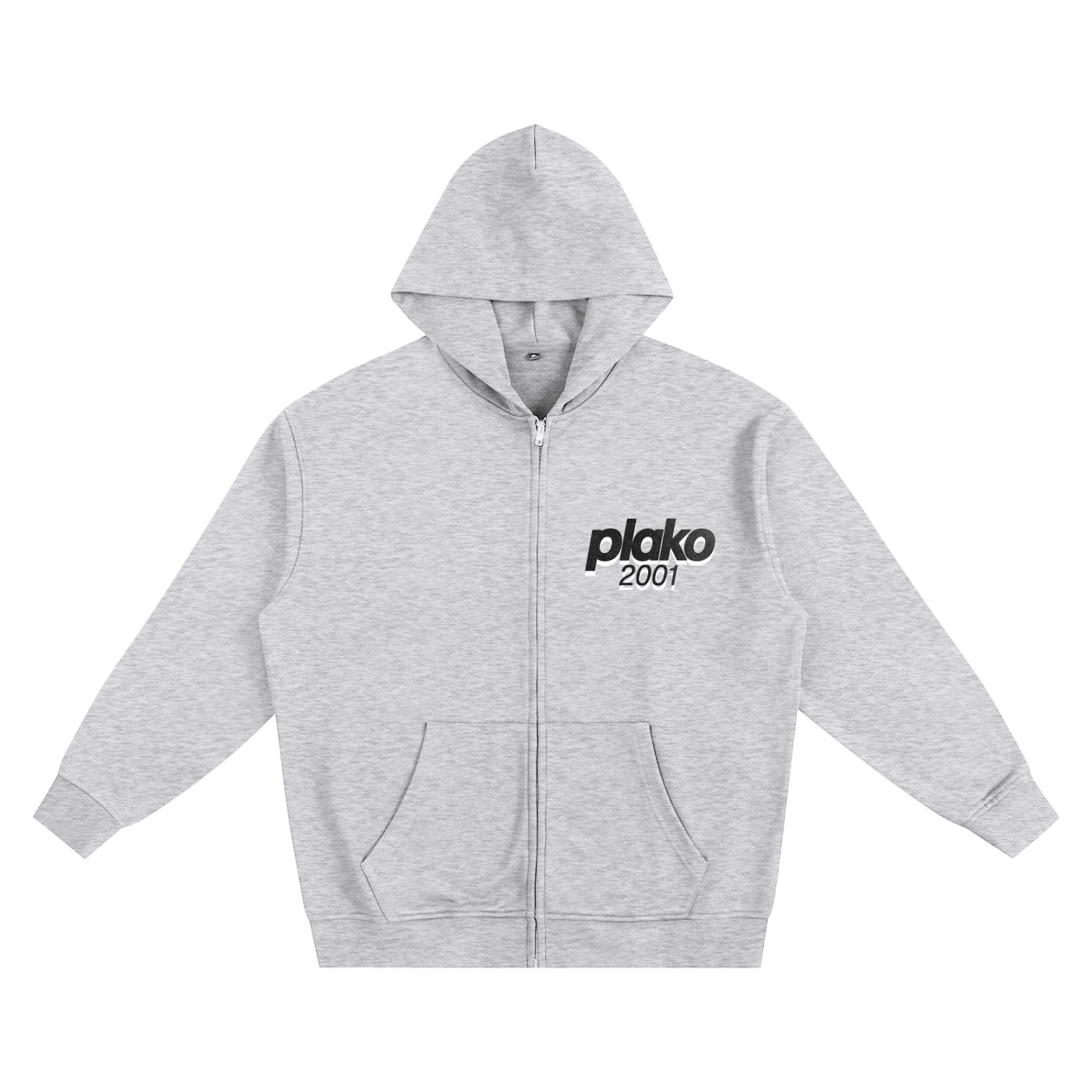 PLAKO ESSENTIALS 2001 HEAVYWEIGHT ZIP UP HOODIE [BLACK EDITION]