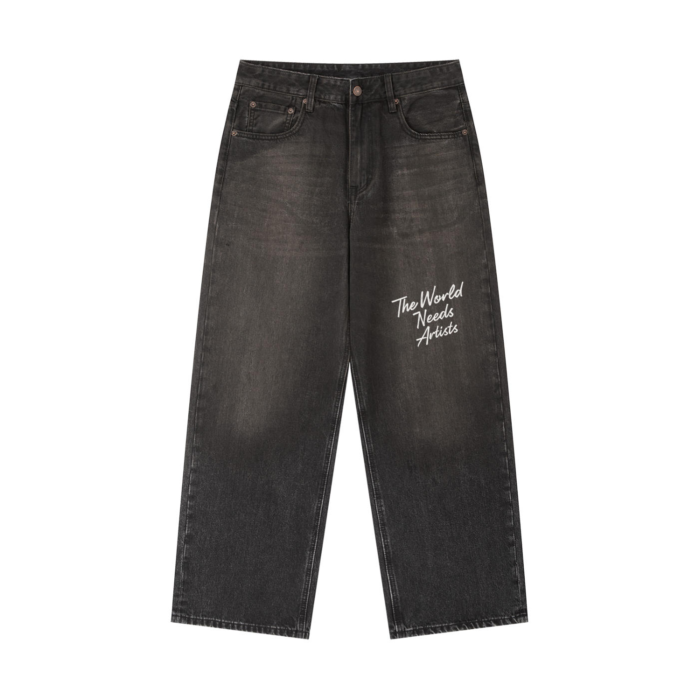 the world needs artists vintage washed jeans