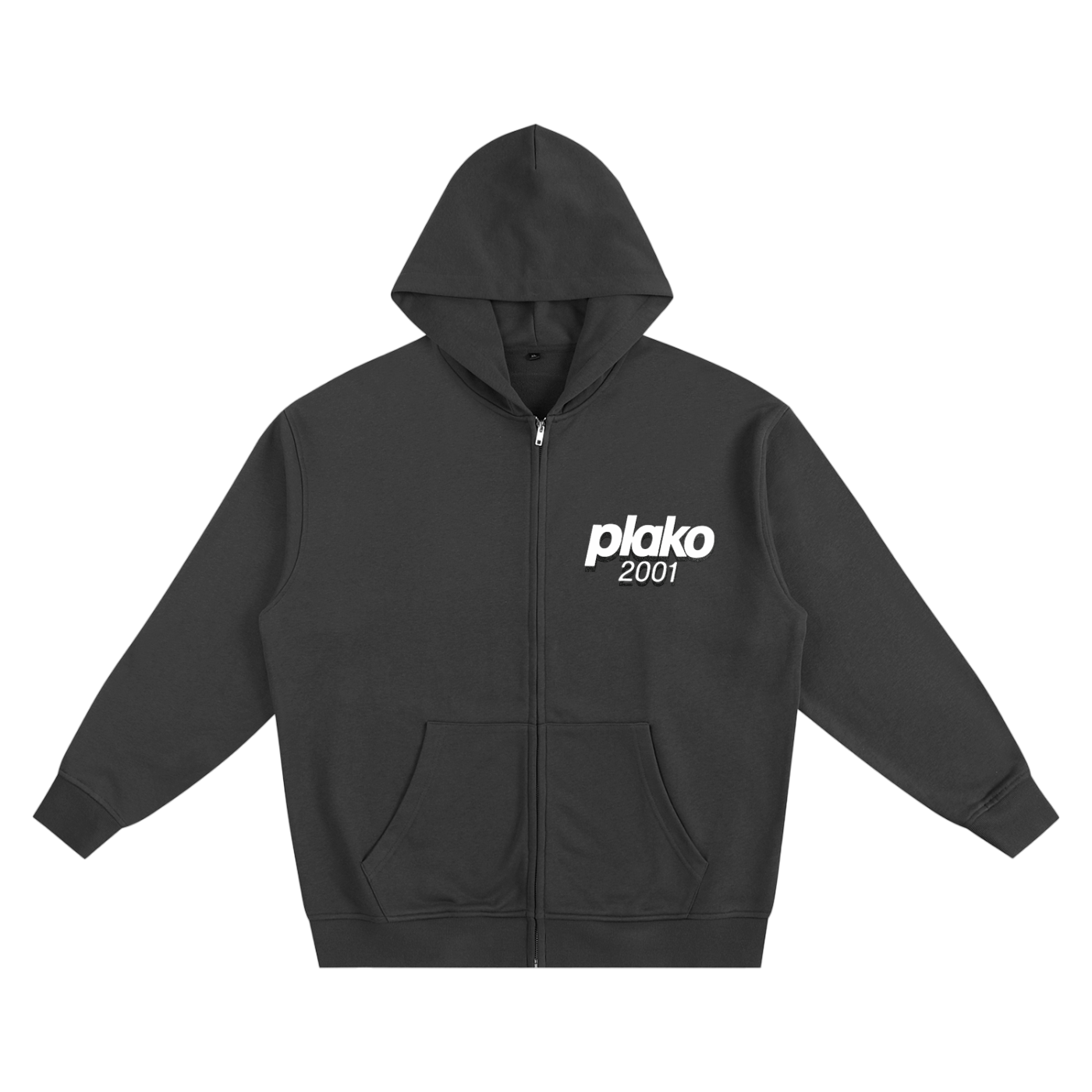 PLAKO ESSENTIALS 2001 ZIP UP HOODIE [WHITE EDITION]